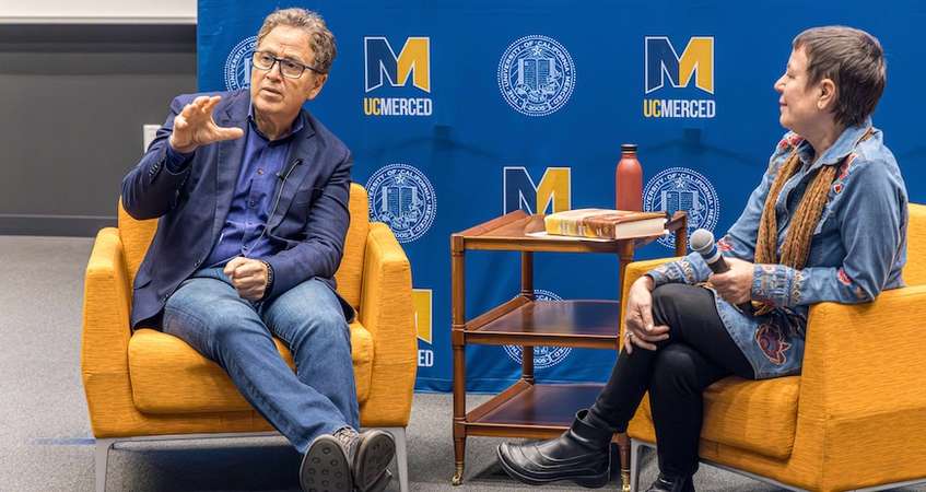 Mark Arax and Ellen Hank discuss water at UC Merced. 