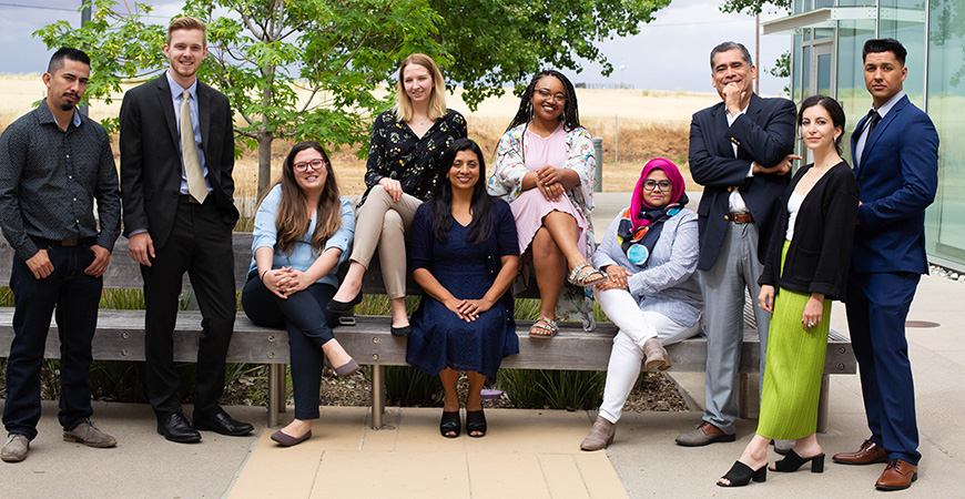 The inaugural class of graduates from the Master of Management (MM) degree offered by the Ernest & Julio Gallo Management Program.