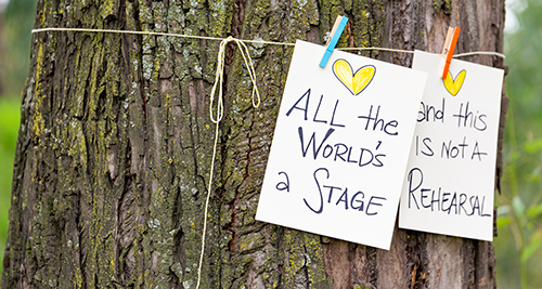 Set scenery for "As You Like It," Shakespeare in Yosemite's 2019 production.