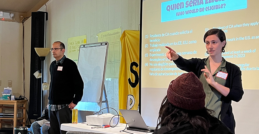 Organizers give a presentation during Worker Week of Action.